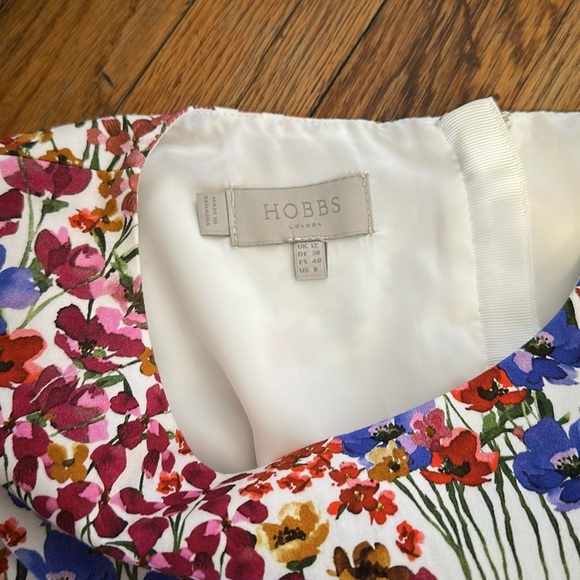 HOBBS London fiona floral shift a line spring dress midi lined multi color 8 - Picture 3 of 6